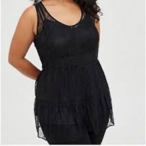 TORRID Babydoll Black Lace Top